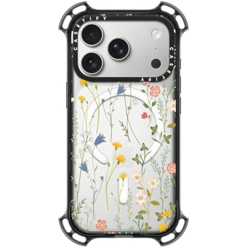 Casetify Bounce iPhone 17 Pro Case 【Shockproof/Compatible with Magsafe / 21.3 ft. 7X Military Grade Drop Protection】 - Dreamy Floral Pattern - Clear Black - Image 1