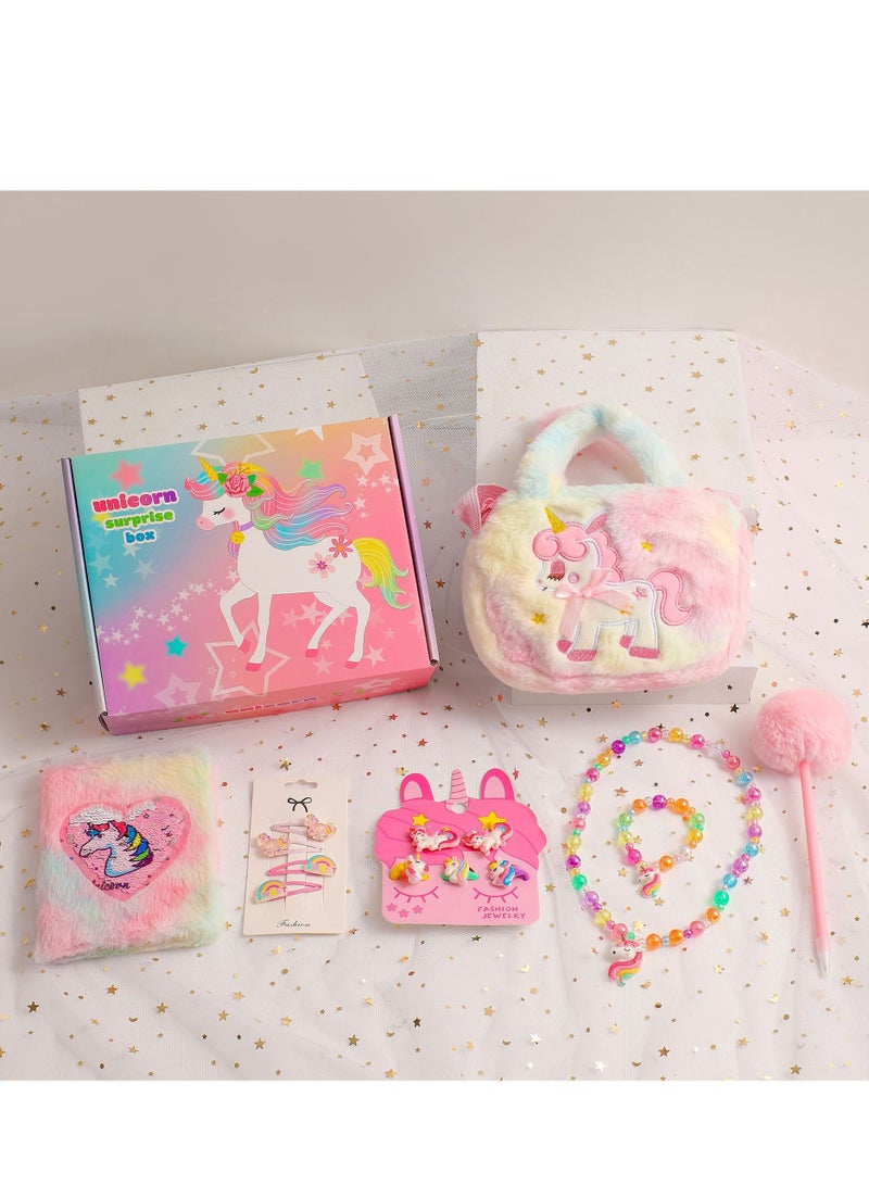 KINGMAZI Unicorn Toys for Girls,Unicorn Gift Box Set for Girls,Girl Gifts with Unicorn Bag Unicorn Notebook And Hairpins,New Year Birthday Children's Day Gifts for Girls﻿ (colourful) - Image 3