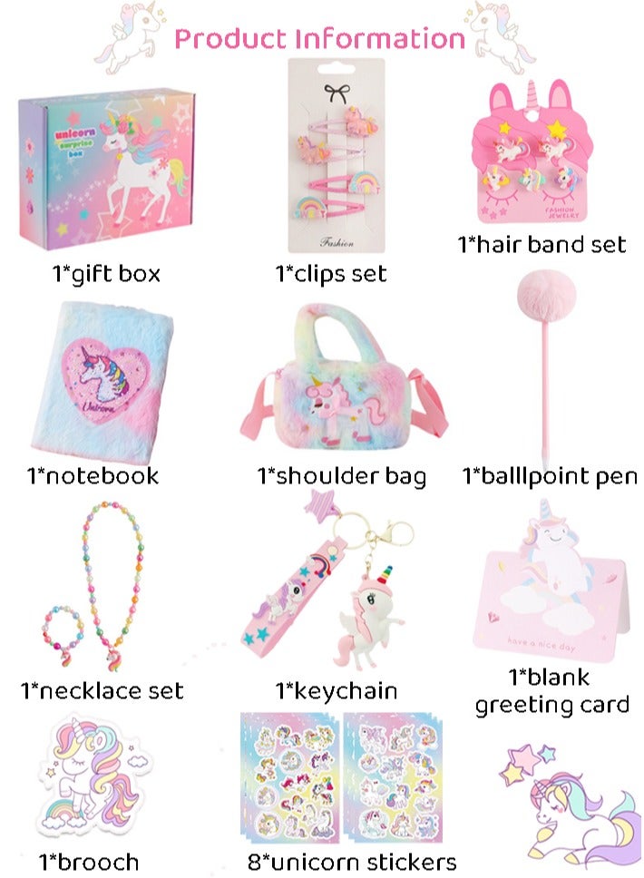 KINGMAZI Unicorn Toys for Girls,Unicorn Gift Box Set for Girls,Girl Gifts with Unicorn Bag Unicorn Notebook And Hairpins,New Year Birthday Children's Day Gifts for Girls﻿ (colourful) - Image 2
