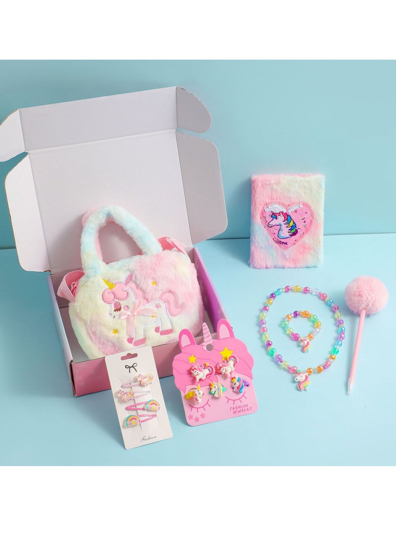 KINGMAZI Unicorn Toys for Girls,Unicorn Gift Box Set for Girls,Girl Gifts with Unicorn Bag Unicorn Notebook And Hairpins,New Year Birthday Children's Day Gifts for Girls﻿ (colourful) - Image 5