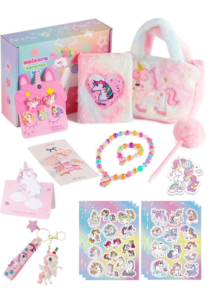KINGMAZI Unicorn Toys for Girls,Unicorn Gift Box Set for Girls,Girl Gifts with Unicorn Bag Unicorn Notebook And Hairpins,New Year Birthday Children's Day Gifts for Girls﻿ (colourful) - Image 1