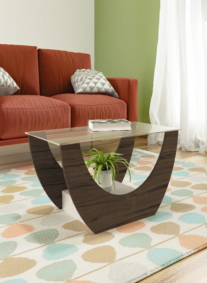 Pilati Center Coffee Table With Glass walunt Color 82.5x42.5x36cm  - Image 1