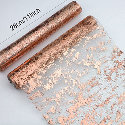 Snowkingdom 2 Pieces Rose Gold Table Runner 11"x108" Glitter Sequin Metallic Pink Thin Mesh Runner Sparkly Table Decorations for Wedding, Bridal Shower, Baby Shower Birthday Party - Image 4