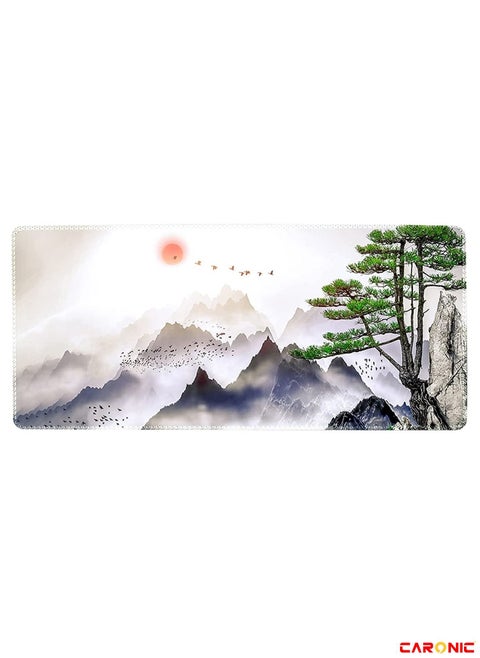 Large Gaming Mouse Pad with Superior Micro Weave Cloth Extended Desk Mousepad with Stitched Edges Non-Slip Base Water Resist Keyboard Pad For Gamer And Office Home Tree Mountains