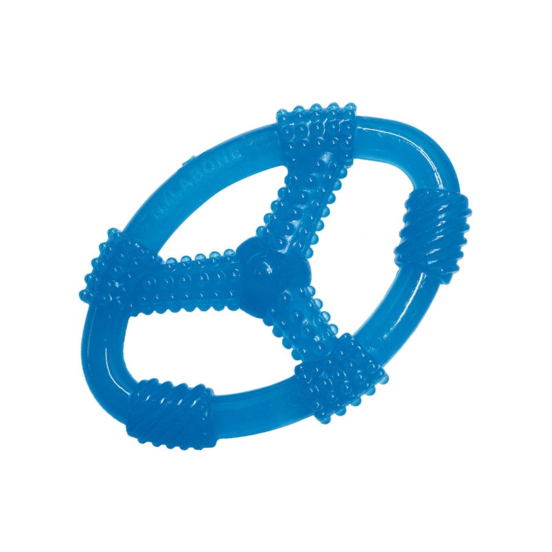 Nylabone Spin Tug & Play Puppy Chew Ring Toy, Soothing Puppy Teething Bone, Enrichment Toy for Puppies, Blue, Peanut Butter Flavor, Medium Dogs - Up to 35 lbs., 1 Count - Image 1