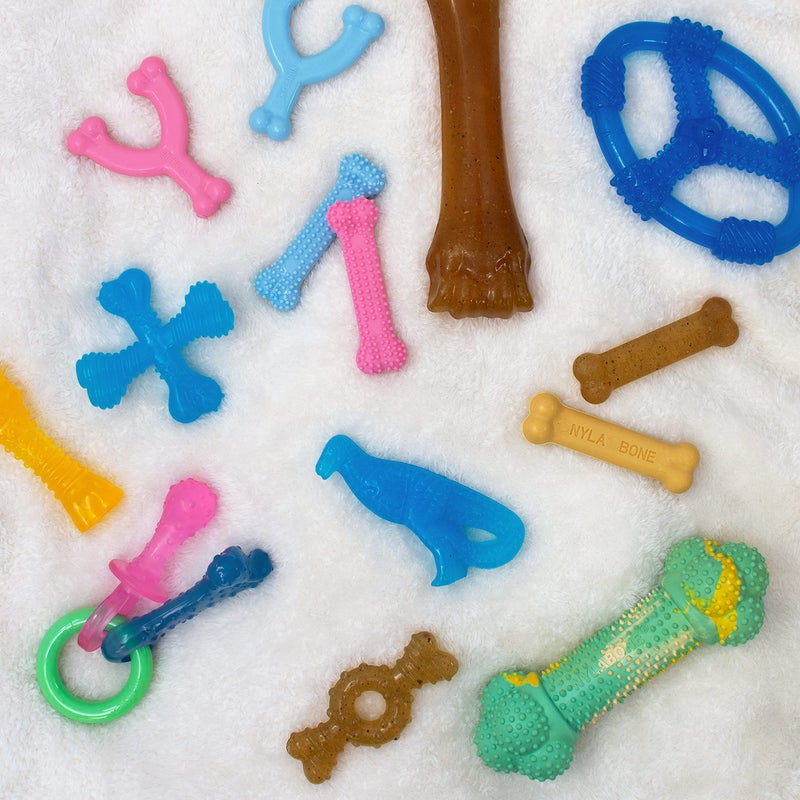 Nylabone Spin Tug & Play Puppy Chew Ring Toy, Soothing Puppy Teething Bone, Enrichment Toy for Puppies, Blue, Peanut Butter Flavor, Medium Dogs - Up to 35 lbs., 1 Count - Image 4