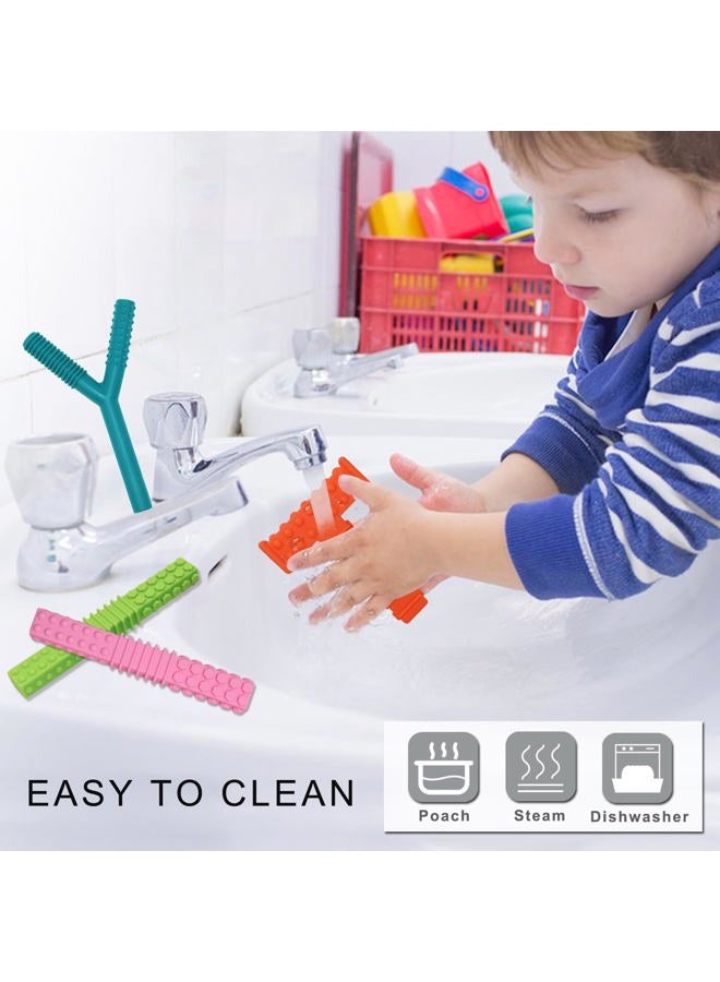 SunCore Direct Sensory Chew Toys for Autistic Children, 4 Pack Silicone Chew Tube Teething Sticks Toys for Autism, ADHD, SPD, Chewies with Special Needs, Oral Motor Chewy Tool for Sensory Kids Chewer - Image 5