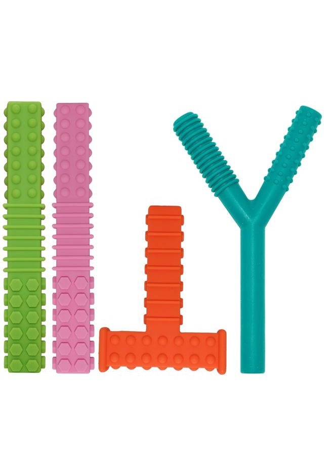 SunCore Direct Sensory Chew Toys for Autistic Children, 4 Pack Silicone Chew Tube Teething Sticks Toys for Autism, ADHD, SPD, Chewies with Special Needs, Oral Motor Chewy Tool for Sensory Kids Chewer - Image 1