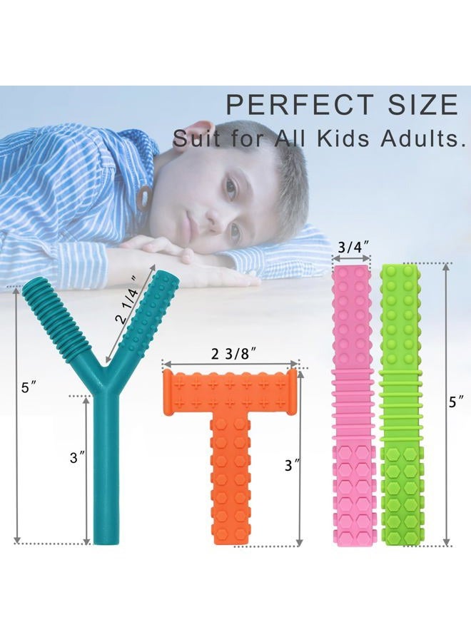 SunCore Direct Sensory Chew Toys for Autistic Children, 4 Pack Silicone Chew Tube Teething Sticks Toys for Autism, ADHD, SPD, Chewies with Special Needs, Oral Motor Chewy Tool for Sensory Kids Chewer - Image 3