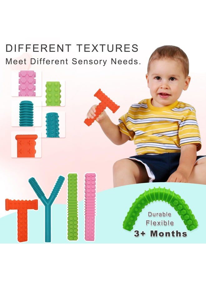 SunCore Direct Sensory Chew Toys for Autistic Children, 4 Pack Silicone Chew Tube Teething Sticks Toys for Autism, ADHD, SPD, Chewies with Special Needs, Oral Motor Chewy Tool for Sensory Kids Chewer - Image 4