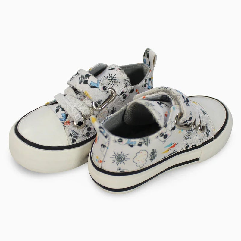 Our kids Unisex Canvas Sneakers - White with Panda Detail - Image 2