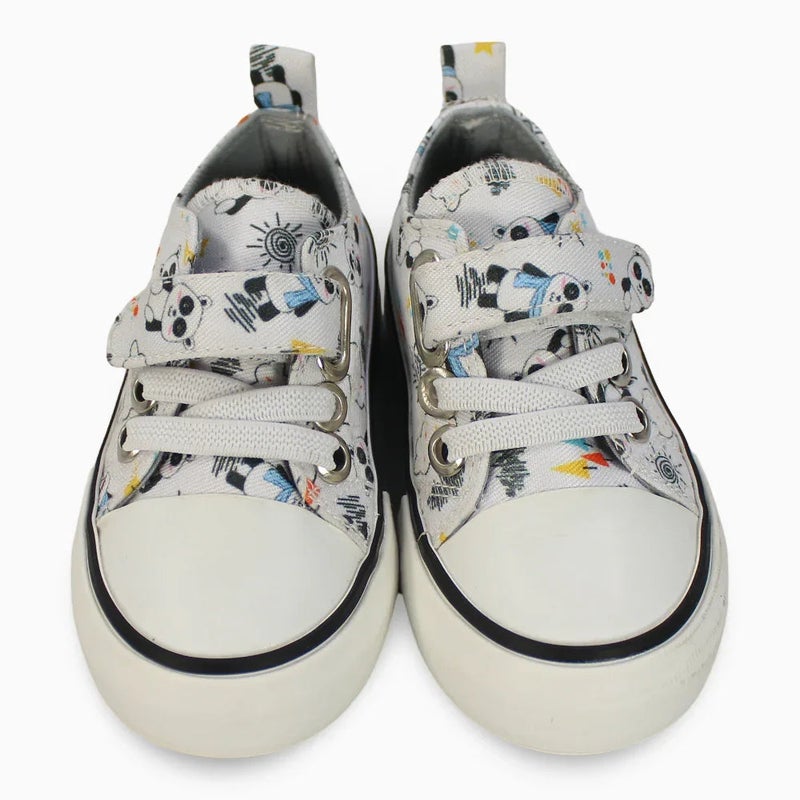 Our kids Unisex Canvas Sneakers - White with Panda Detail - Image 3