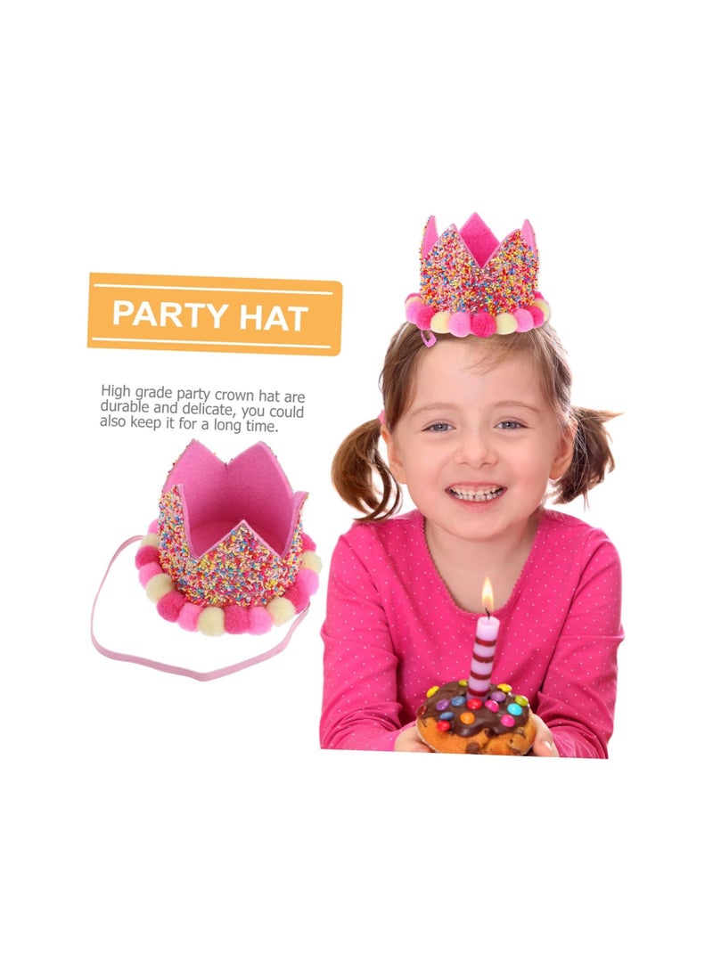 1pcs Children's Birthday Hat Birthday Accessories Party Hats for Children Party Hat Hat Party Hat The Crown Party Crown Pink Decorative Items Elastic Band Make up  - Image 1