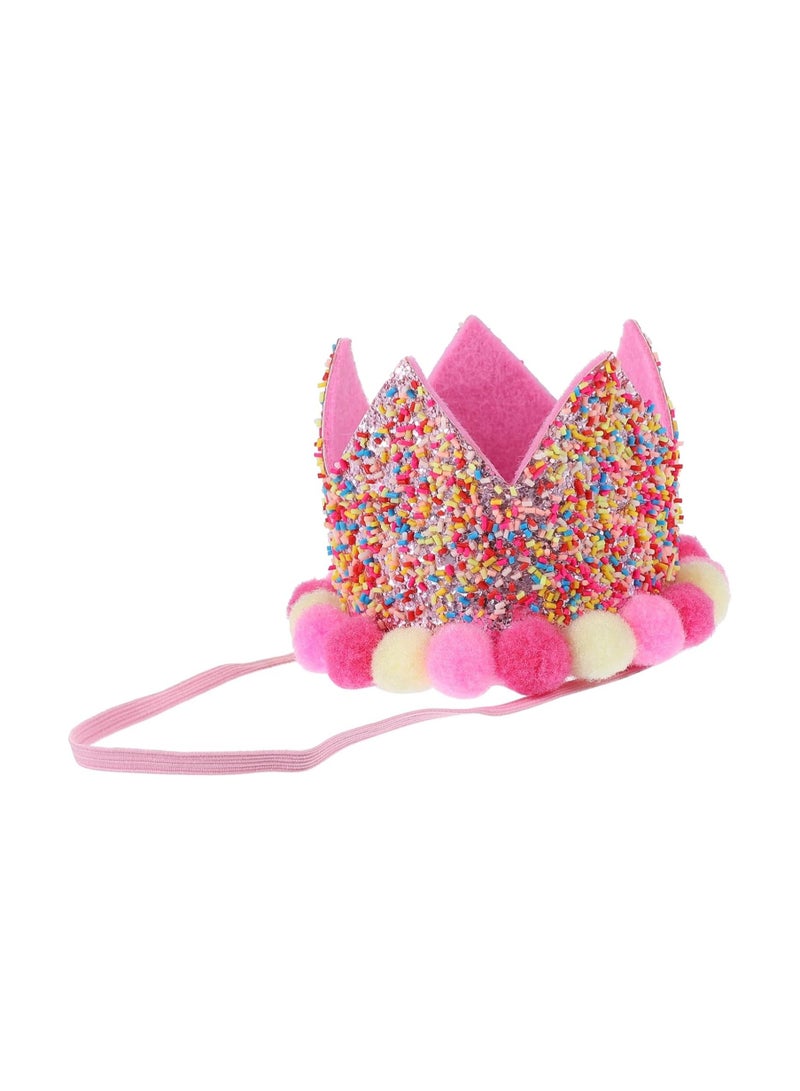 1pcs Children's Birthday Hat Birthday Accessories Party Hats for Children Party Hat Hat Party Hat The Crown Party Crown Pink Decorative Items Elastic Band Make up  - Image 2