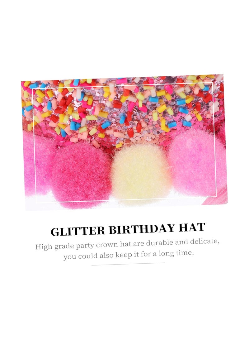 1pcs Children's Birthday Hat Birthday Accessories Party Hats for Children Party Hat Hat Party Hat The Crown Party Crown Pink Decorative Items Elastic Band Make up  - Image 4