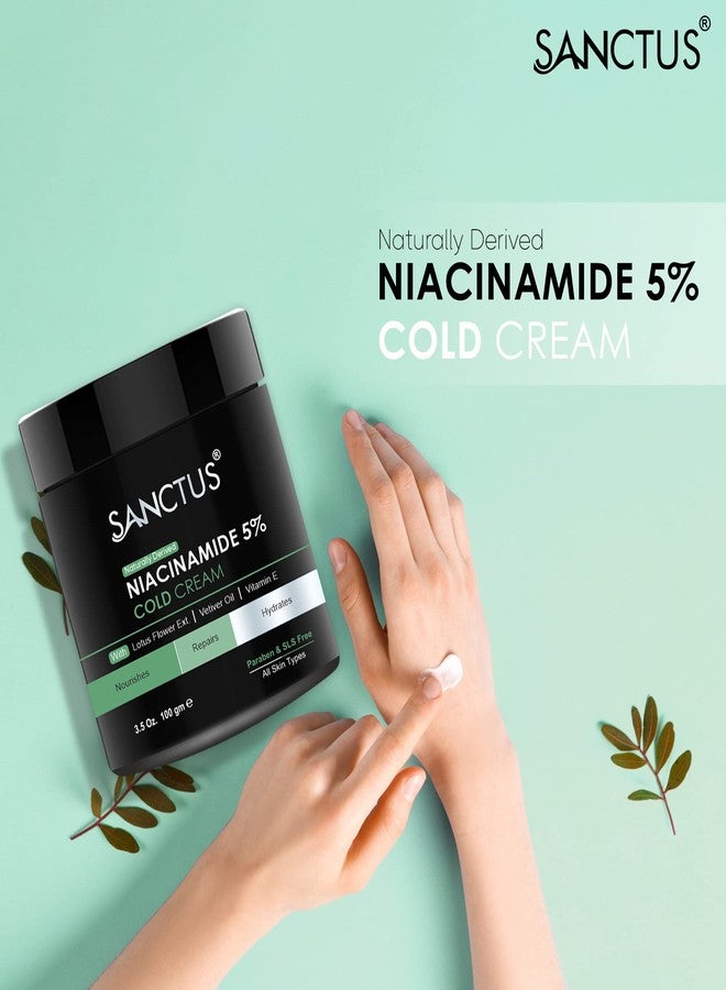 SANCTUS Moisturizing 5% Niacinamide Cold Cream - Nourishes, Repairs & Hydrates - Organic, Non Sticky, Skin Repair Formula- 100gm - Image 2