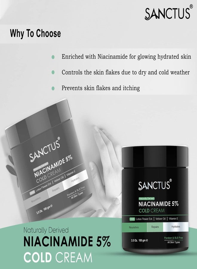 SANCTUS Moisturizing 5% Niacinamide Cold Cream - Nourishes, Repairs & Hydrates - Organic, Non Sticky, Skin Repair Formula- 100gm - Image 3