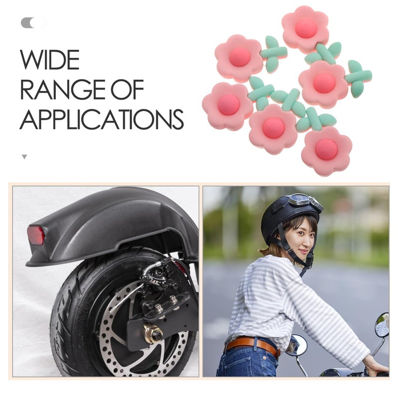 Pink Matte Flower Cat Ear Helmet Stickers 6 Pieces Motorcycle Bike Decorative Horns - Image 4