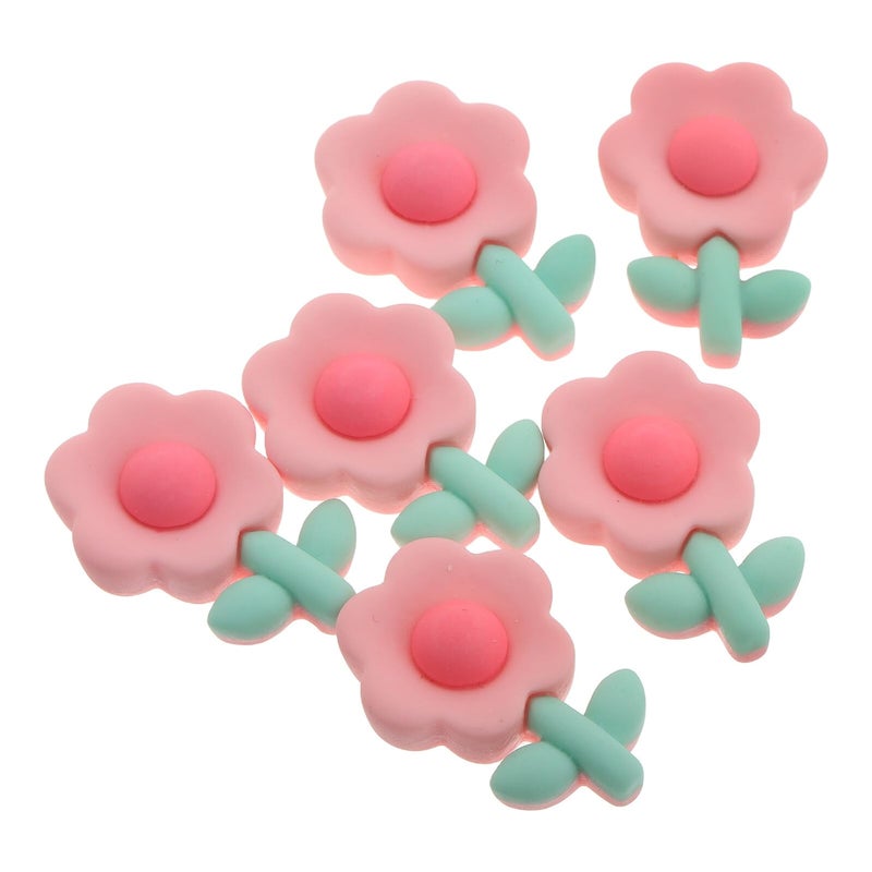 Pink Matte Flower Cat Ear Helmet Stickers 6 Pieces Motorcycle Bike Decorative Horns - Image 2