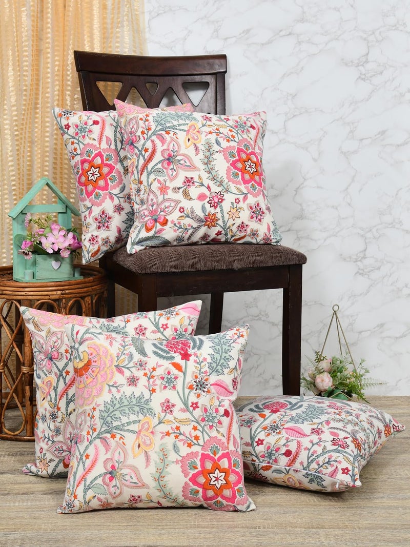 Clasiko Cotton Cushion Covers Set of 5; 22x22 Inches; Autumn Sedum - Image 1