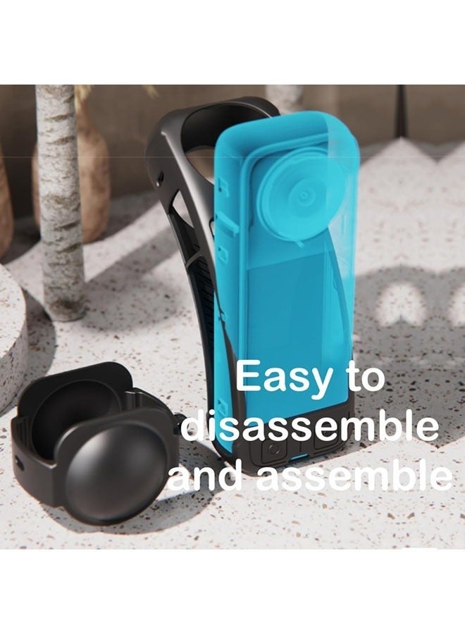 Bukela Insta 360 X4 Accessory Kit, Silicone Case, Lens Guard, Silicone Lens Cap, Screen Protector Protective Film Soft Bag Sleeve compatible (Black) - Image 2