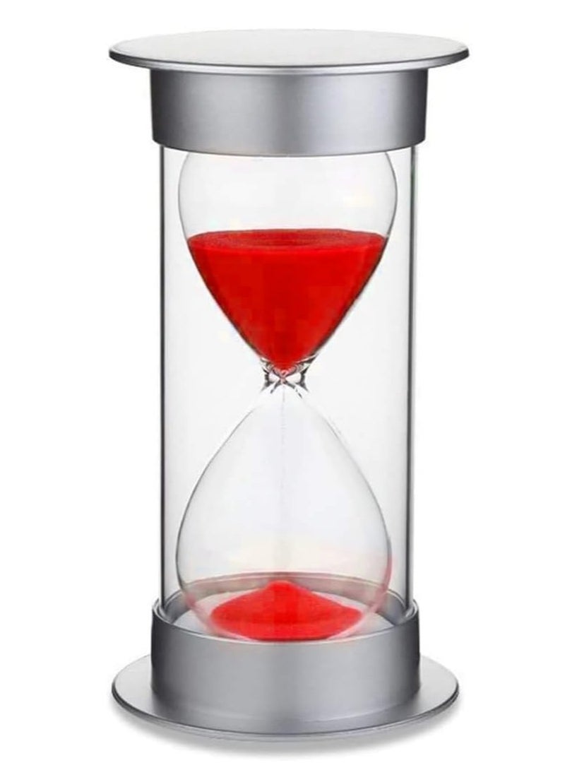 Rubik Sand Timer, 30 Minutes Creative Vintage Deorative Hourglass for Home Office Kitchen Decoration Ideal Gift for Kids & Adult (Red/Silver)  - Image 1