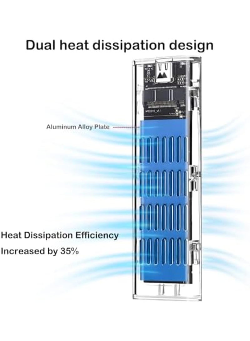 SYOSI M.2 NVMe SSD Enclosure with LCD Screen, USB 3.2 Gen 2 (10 Gbps), Transparent External SSD Adapter for 2280 PCI-E M and B&M Keys, USB Type C Converter Case (Black) - Image 5