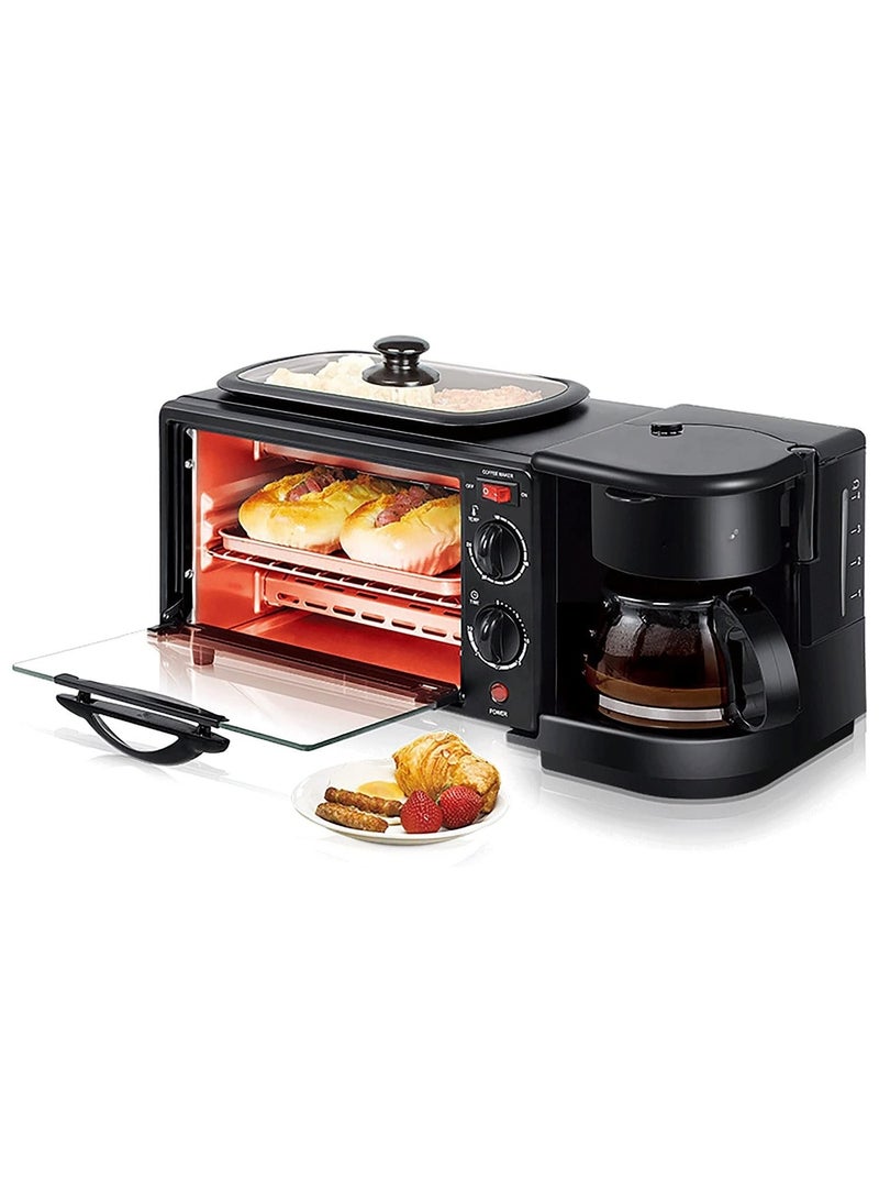 3-in-1 Breakfast Station – Multifunction Electric Toaster Oven, Drip Coffee Maker, and Frying Pan Combo for Bread, Pizza, and Full Breakfasts  - Image 1