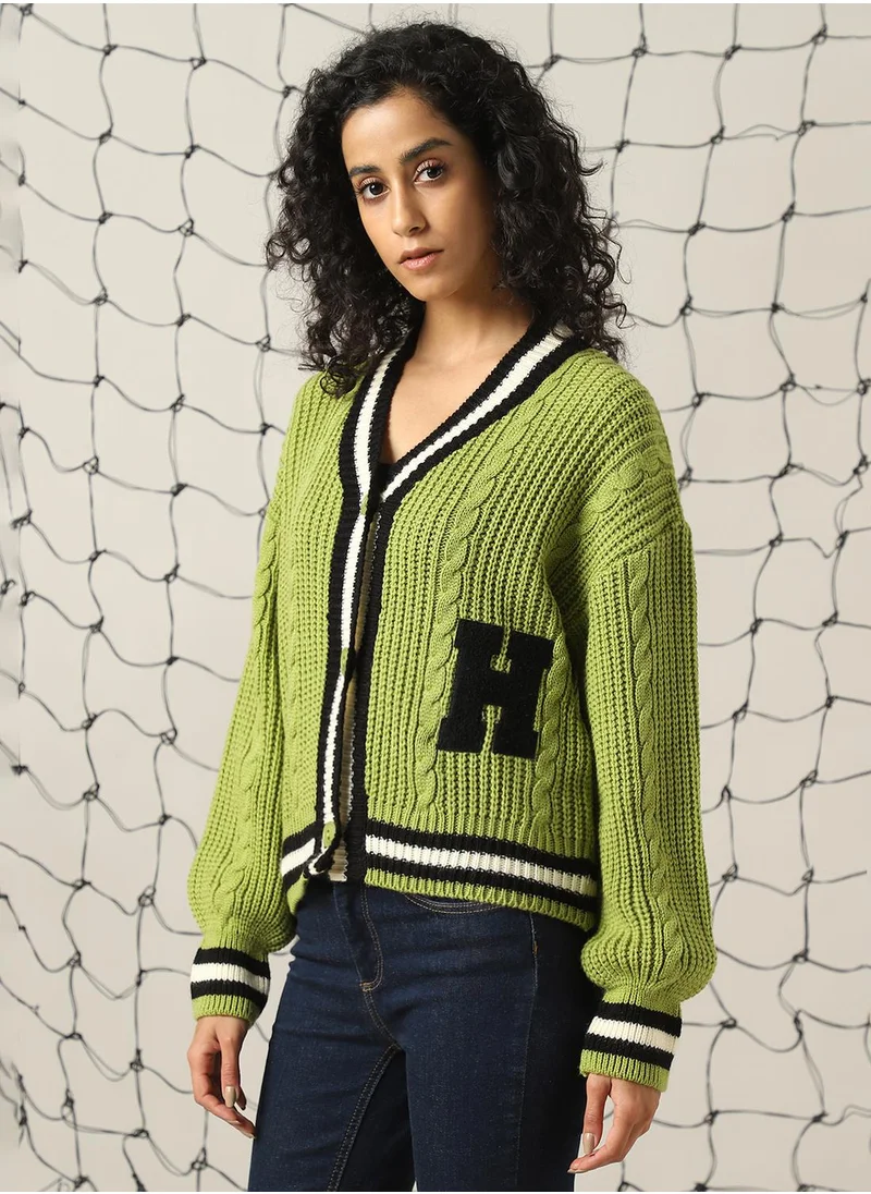Hubberholme Women's Multicoloured 100% Acrylic Solid Regular Fit Sweater