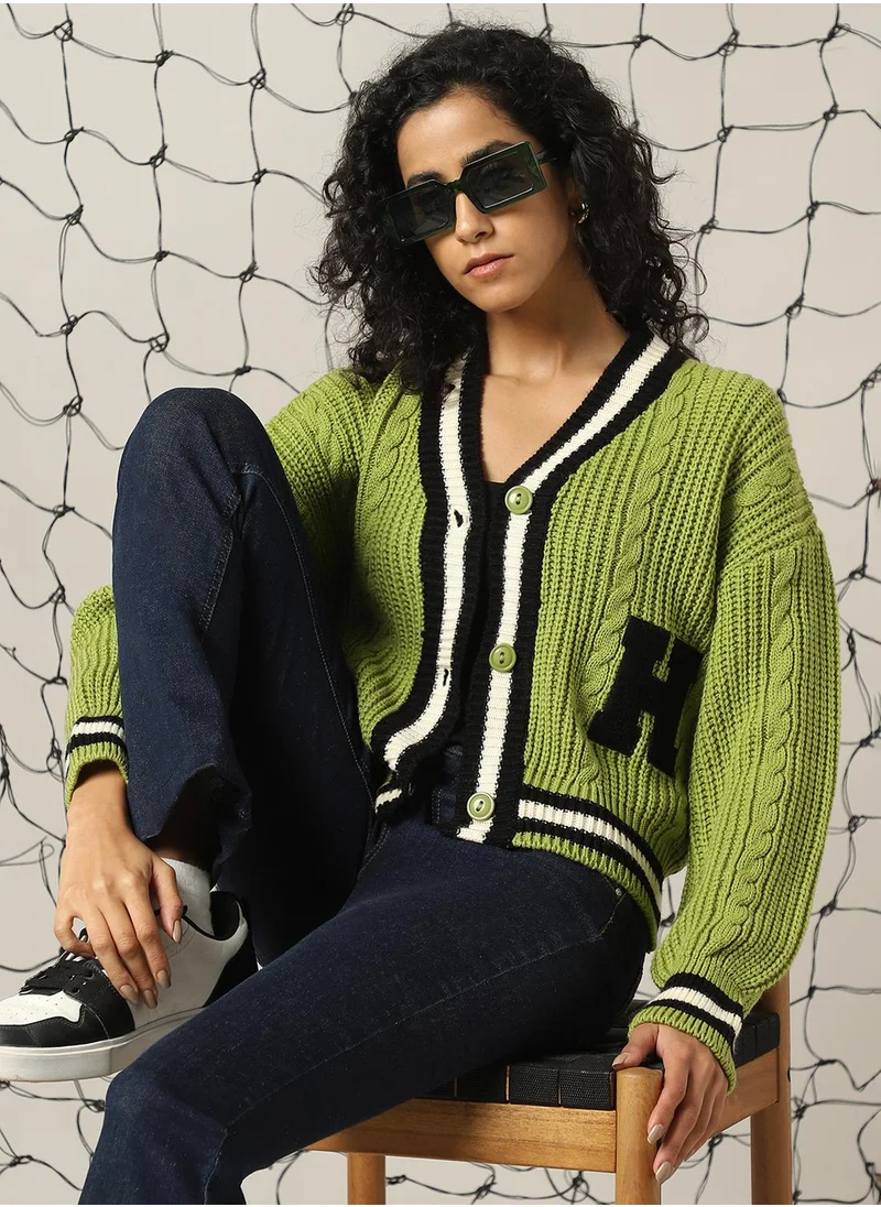 Hubberholme Women's Multicoloured 100% Acrylic Solid Regular Fit Sweater