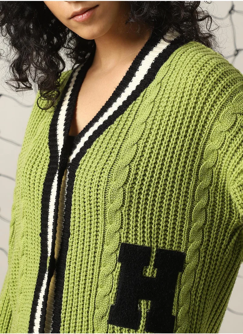 Hubberholme Women's Multicoloured 100% Acrylic Solid Regular Fit Sweater