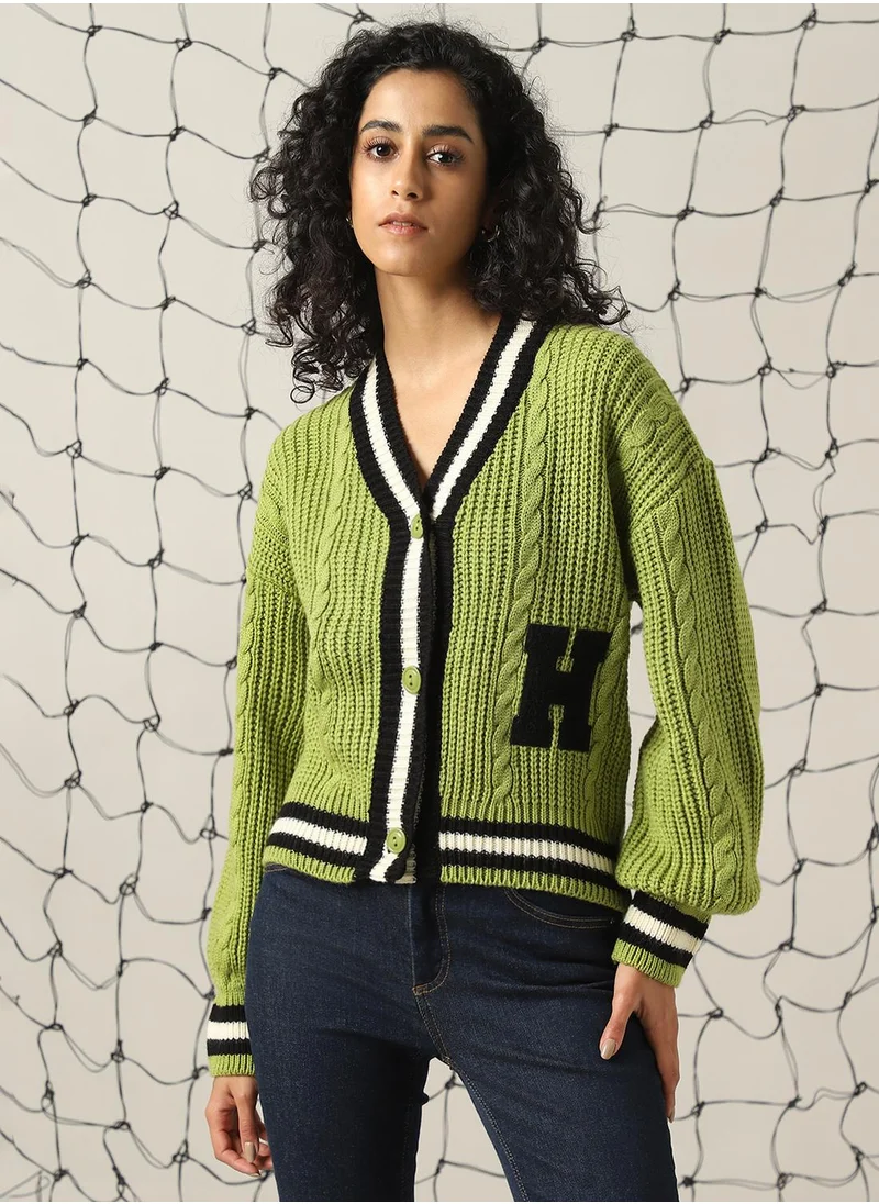 Hubberholme Women's Multicoloured 100% Acrylic Solid Regular Fit Sweater
