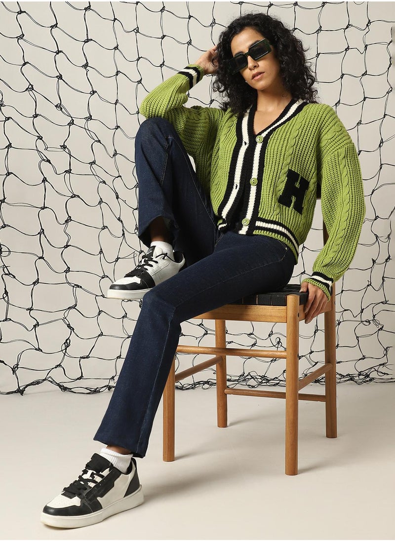 Hubberholme - Women's Multicoloured 100% Acrylic Solid Regular Fit Sweater - Image 1