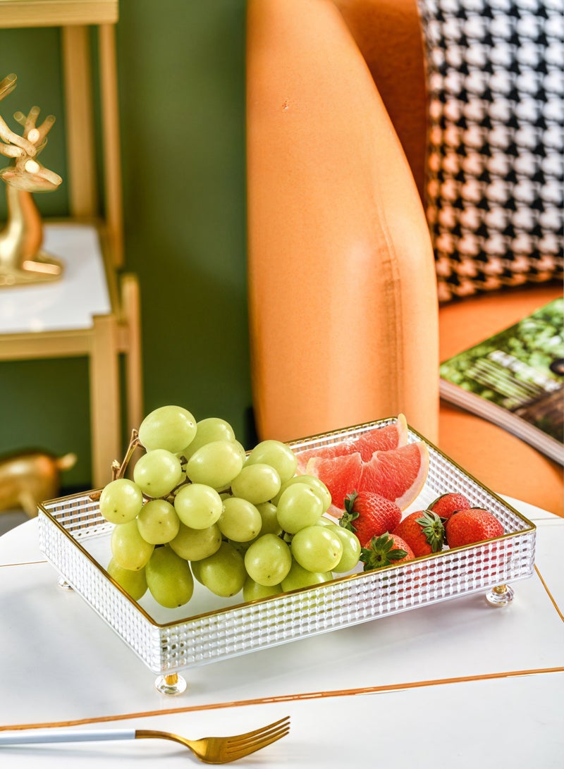 6 Pieces Snack Trays with Lids Candy and Nuts Serving Containers Set Dried Fruit Tray Plastic Appetizer Platter Condiment Storage Box Cosmetic Storage Box Plate Food Display Bowl Transparent 27.5x18  - Image 3