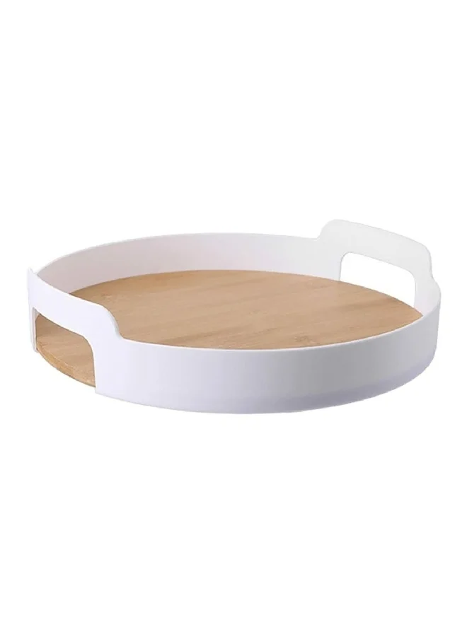 Felli Graceful Design Smooth Finish Round Tray with Bamboo Board White 350 x 75 cm Y1K150028