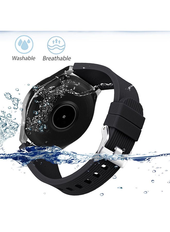 NIBEMINENT Replacement Strap For Samsung Galaxy Watch 46 mm 46millimeter Black/Silver - Image 3
