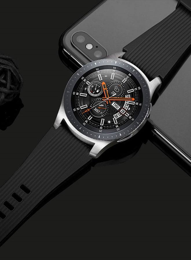 NIBEMINENT Replacement Strap For Samsung Galaxy Watch 46 mm 46millimeter Black/Silver - Image 4