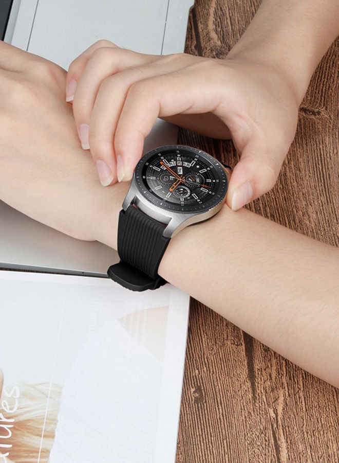NIBEMINENT Replacement Strap For Samsung Galaxy Watch 46 mm 46millimeter Black/Silver - Image 5