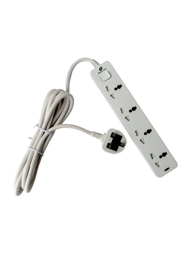 Home Care HC6124BW 4-Way Extension Board with 3 Meter Cable, Fire-Resistant Material & Safety Cover High Quality Power Strip for Home & Office (13A, 250V, 3250W Max) - Image 4
