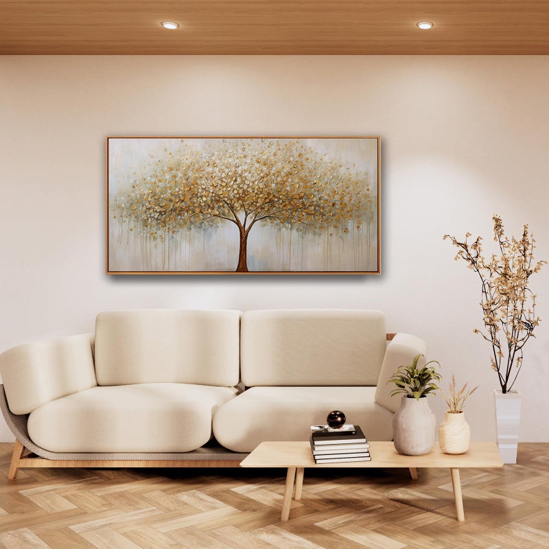 VHMING Wall Art Abstract Gold Tree of Life Framed Modern Artwork Canvas Painting Textured Tree Pictures Wall Decor for Living Room Bedroom Dining Room Home Office Decor 24"x48" with Framed - Image 5