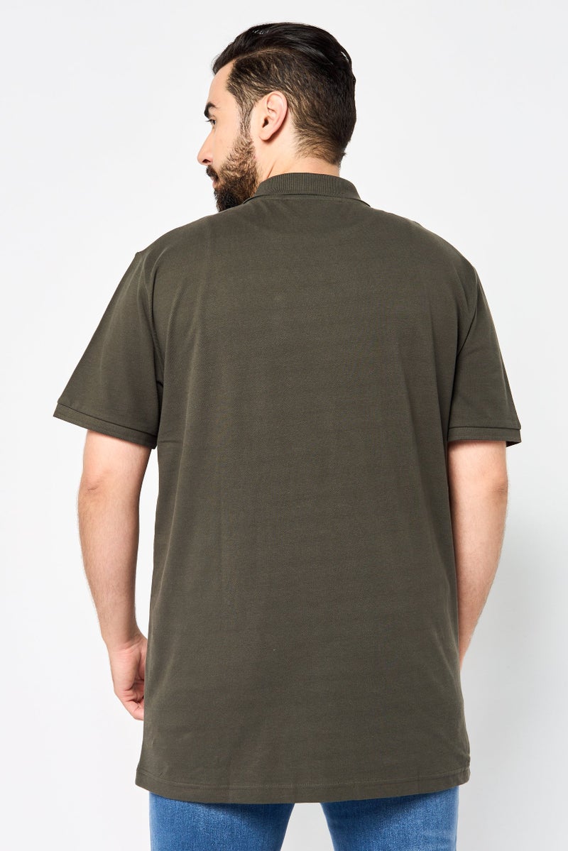 JOHN RICHMOND Men Regular Fit Brand Logo Short Sleeves Polo Shirt, Dark Olive - Image 4