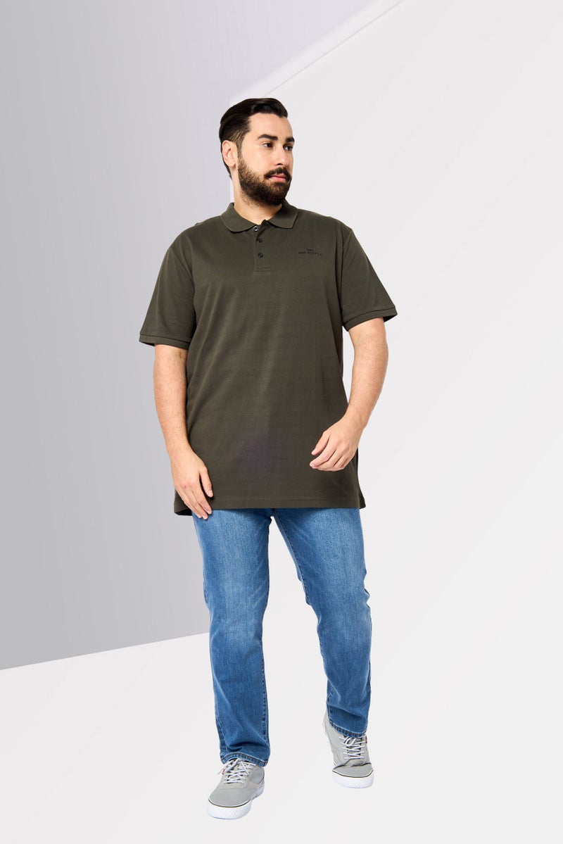 JOHN RICHMOND Men Regular Fit Brand Logo Short Sleeves Polo Shirt, Dark Olive - Image 3