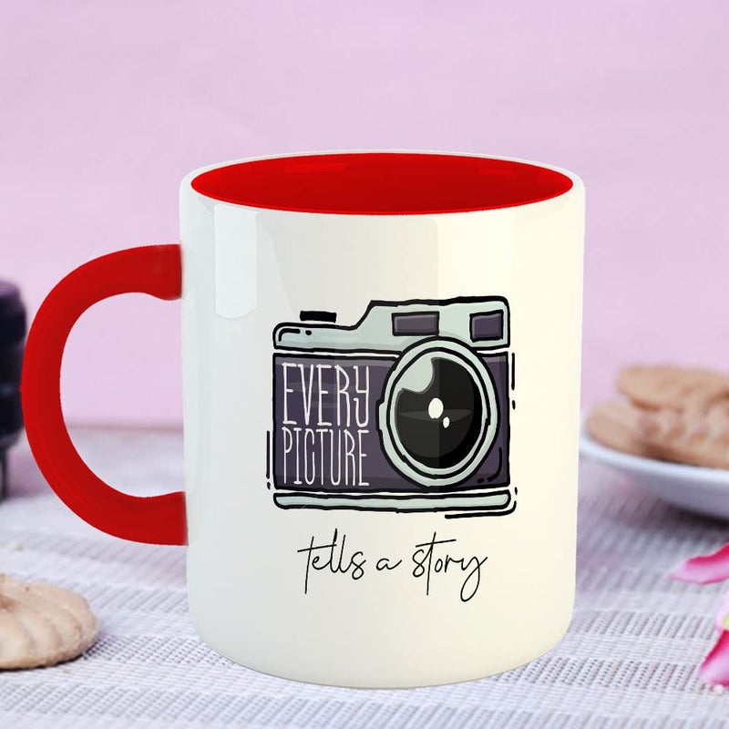 Happu Happu Printed Ceramic Coffee Mug Photography Designs Every Picture Tells a Story1 Gifts for Photographer Editor Videographer Artist Gift for MensWomens Unique Gift 325 ML11Oz 5041RD  - Image 4