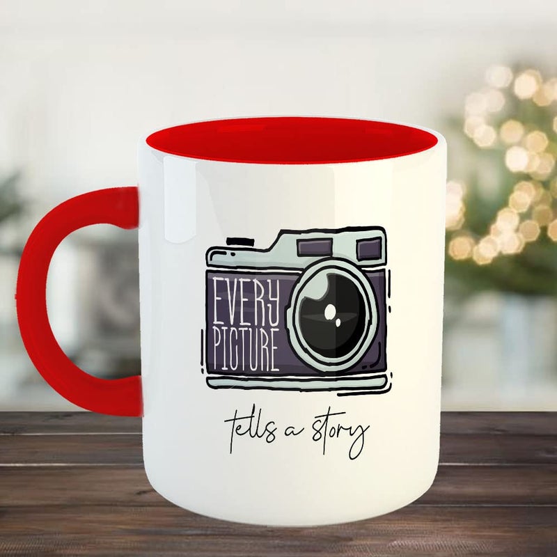 Happu Happu Printed Ceramic Coffee Mug Photography Designs Every Picture Tells a Story1 Gifts for Photographer Editor Videographer Artist Gift for MensWomens Unique Gift 325 ML11Oz 5041RD  - Image 2