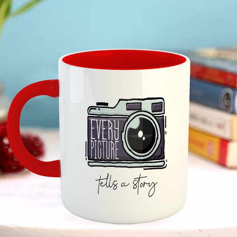 Happu Happu Printed Ceramic Coffee Mug Photography Designs Every Picture Tells a Story1 Gifts for Photographer Editor Videographer Artist Gift for MensWomens Unique Gift 325 ML11Oz 5041RD  - Image 3
