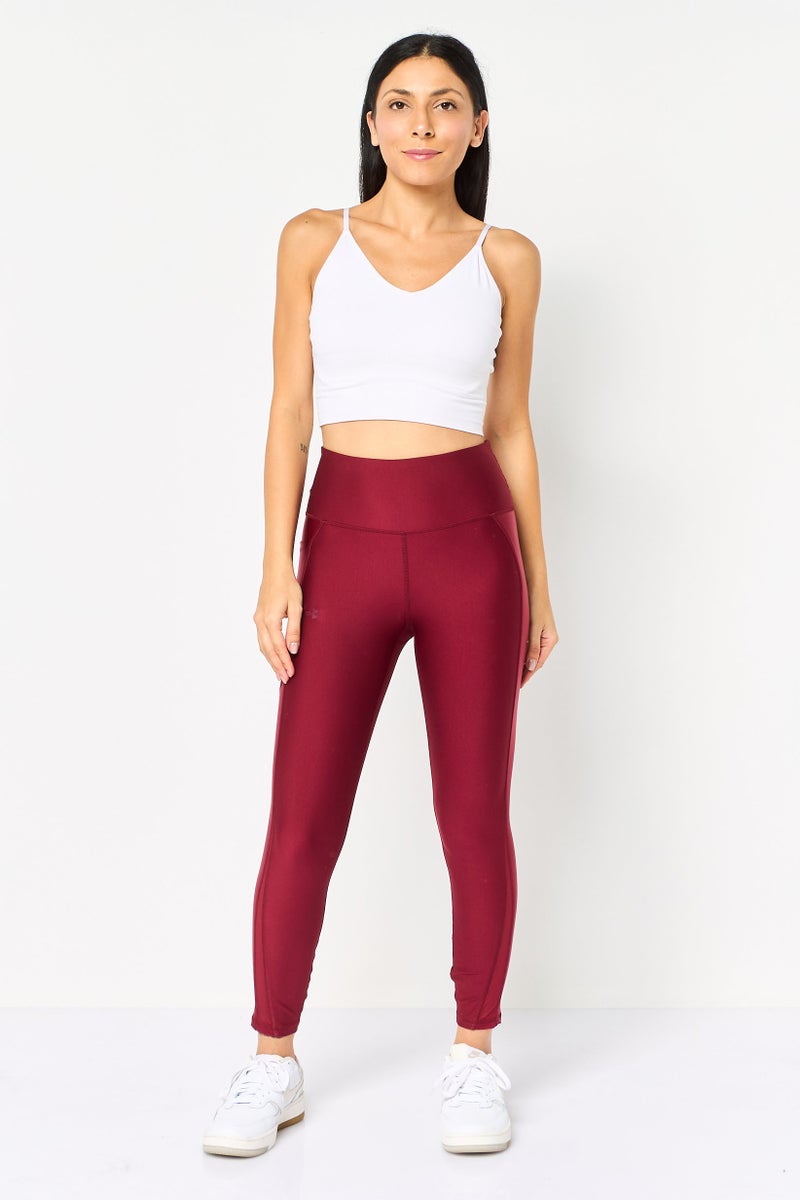UNDER ARMOUR سراويل ليغينغ رياضية نسائية مناسبة للتدريب، مارون - Image 2