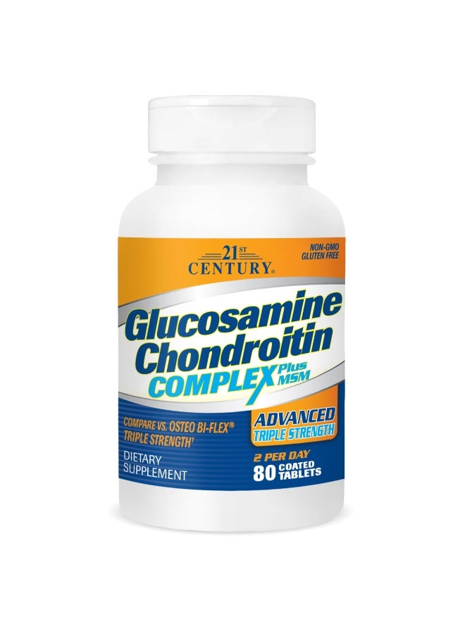 21st Century Glucosamine and Chondroitin, Advanced 3X Tablets, 80 Count - Image 1