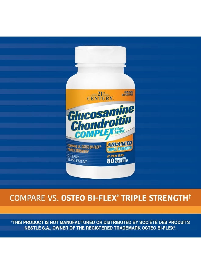 21st Century Glucosamine and Chondroitin, Advanced 3X Tablets, 80 Count - Image 2