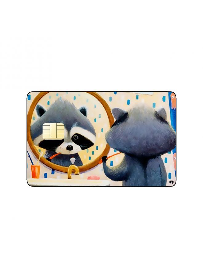 RKN PRINTED BANK CARD STICKER Cute Raccoon Drawing In Bathroom - Image 2