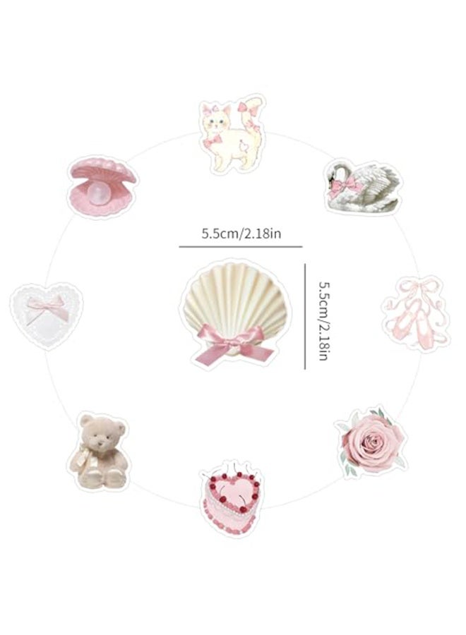 BEBLOSSOM 60 Pcs Pink Cute Cartoon Sticker Pack – Waterproof Vinyl Aesthetic Stickers for Laptops, Luggage, Water Bottles, Stationery & DIY Gifts for Kids & Girls - Image 3